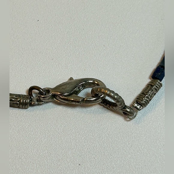 Natural Old Lapis Lazuli Heishi Style Tube Beads Necklace Vintage - Picture 6 of 8